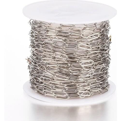 5m Brass Paperclip Chains Flat Oval Drawn Elongated Cable Chains for DIY Jewelry Bracelet Necklace Making Findings Accessories