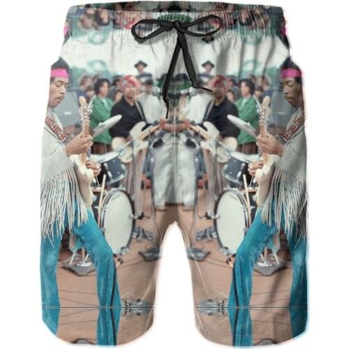 Summer Men Beach Shorts Breathable Quick Dry Humor Graphic R215 Sports Jimi And Hendrix Woodstock 1969 Pants