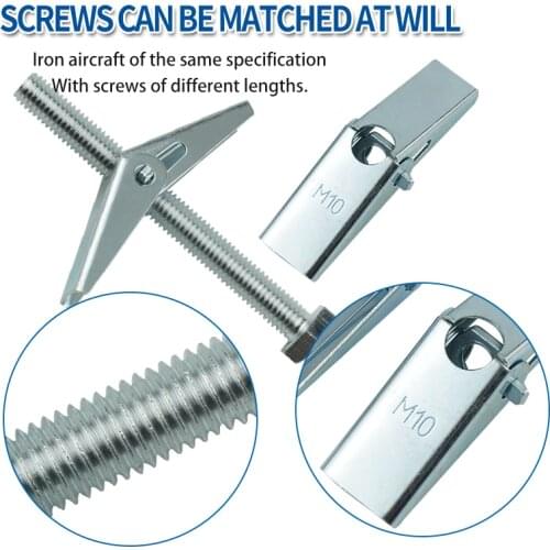 LUHUICHANG 5PCS M4 M5 M6 M8 M10 Plasterboard hollow wall cavity wall fixing spring toggle anchor with screw