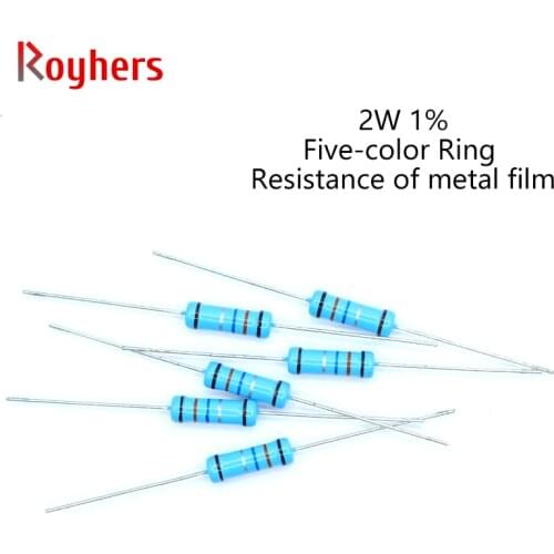 20Pcs 2W Metal Film Resistor 0R-22M 1% Tolerance 1.2K 1.6K 3.9K 6.2K 15K 33K 68K 75K 130K 330K 360K 2 Ohm Electronics Resistance
