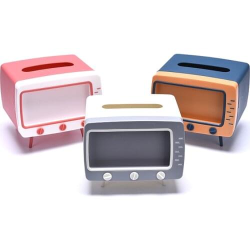 Cute Tissue Box Storage Multifunctional Paper Pumping TV Shape Phone Holder