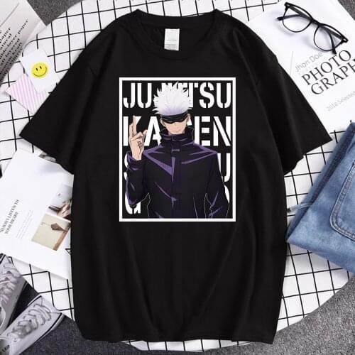 Jujutsu Kaisen Satoru Gojo Prints mens Tshirt Fashion Soft T-shirt Crewneck Vintage Tee Shirts Simplicity Casual Male T-shirts