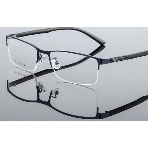 Retro Business Casual Square Eyewear Mens Optical Glasses Frame Metal Half Frame Myopia Rx Frame Prescription Eyeglasses Men