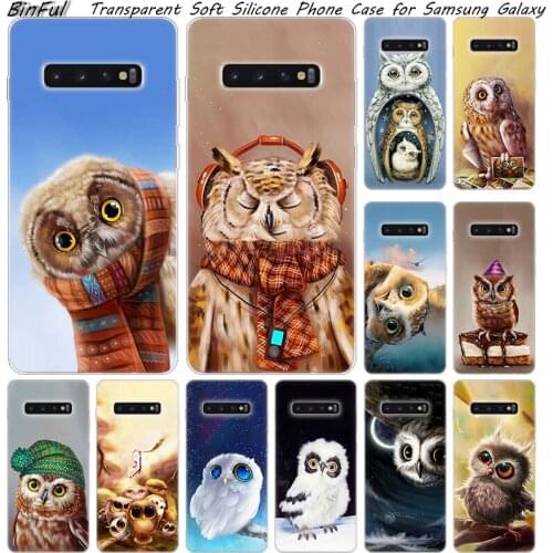 Hot Cute owl Soft Silicone Case For Samsung Galaxy S10 S9 S8 Plus S7 Edge A6 A8 Plus A7 A9 2018 A5 2017 Fashion Cover