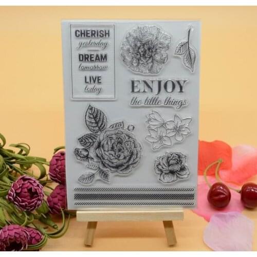 Enjoy Flower Rubber Clear Stamp for Card Making Decoration and Scrampbooking Happy birthday Clear stamp