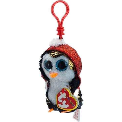 New Ty Beanie Big Eyes Pea Animal Sequin Keychain Red Hat Penguin Pendant Soft Plush Stuffed Toy Doll Child Birthday Gift 10CM