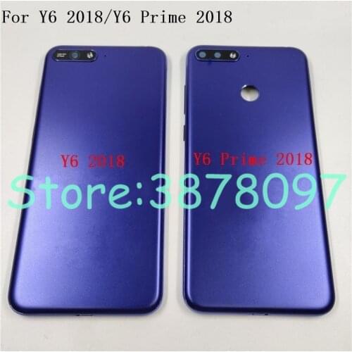New For Huawei Y6 2018 Y6 Prime 2018 Back Battery Cover Panel Rear Door Housing Case Replacement With Side Button+Camera Lenses