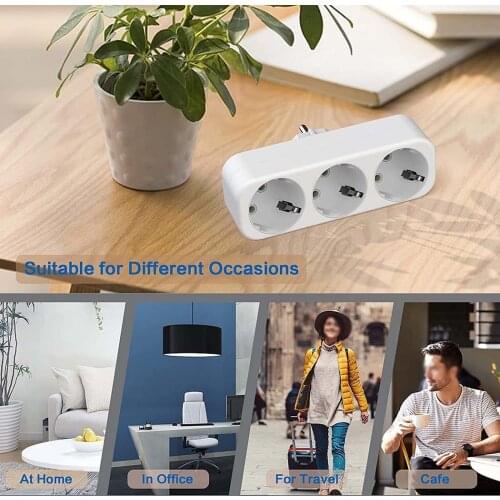 Portable 16A 250V EU Plug European Conversion Plug 1 To 2 Way Socket Adapter EU Standard Power Adapter Extened Socket