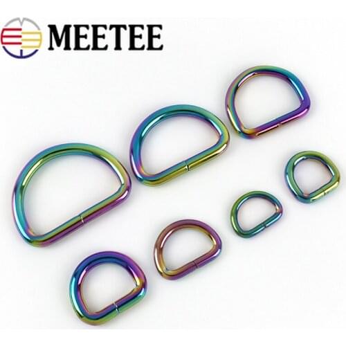 5/10pcs 10-38mm Colorful Metal D Ring Buckle Bag Belt Buckles for Webbing Straps Hook Clasp DIY Garment Rings Hooks Accessory