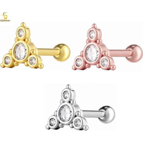 1PC Gold Color Ear Studs CZ Stud Piercing Retro Earring Conch Tragus Stud Helix Cartilage Body Piercing Jewelry 16G