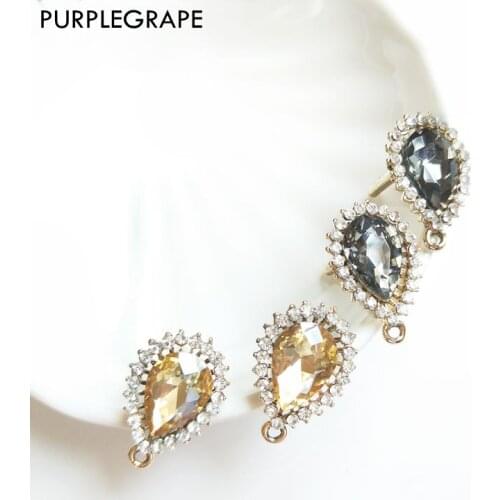 PURPLEGRAPE Minimalist water drop zircon alloy with ear pin DIY handmade earrings accessories jewelry pendant a pack of 2