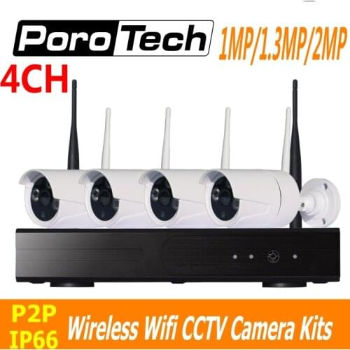 CCTV System 1/1.3/2MP 4CH Wireless NVR kit Outdoor IR Night Vision IP Camera wifi Camera kit Home Security Surveillance System