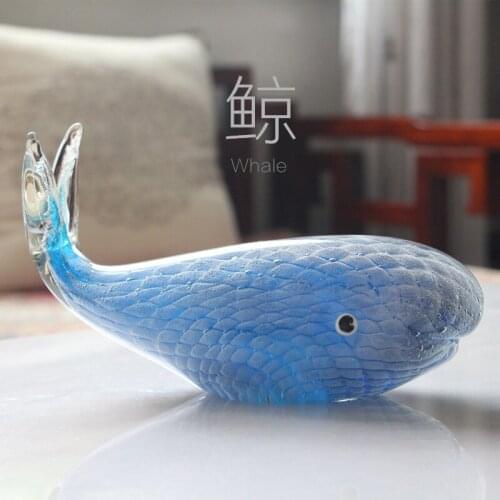 GLASS WHALE FIGURINES TABLE ORNAMENT FISH TANK LANDSCAPING SCULPTURE MARINE CRYSTAL ANIMAL FIGURINE HAND BLOWN CRAFT HOME DECOR
