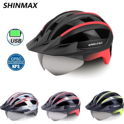 Ultralight Cycling Helmet Bicycle Helmet USB Charging 21 Hole Goggles Mens and Womens Road Bike Helmet Casco de equitación