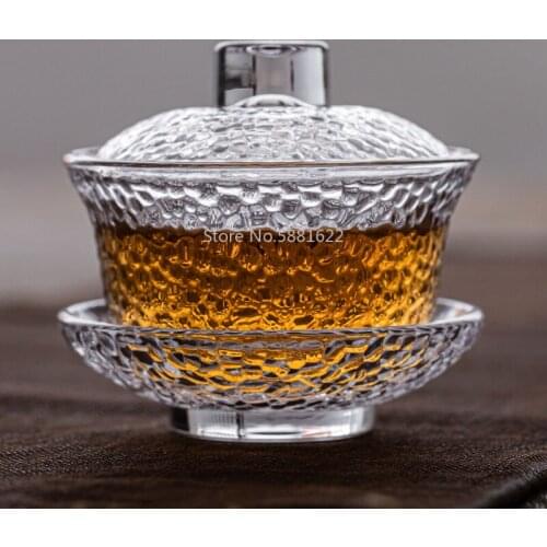 Heat-resistant glass gaiwan Rugged anti-skid tureen 125ml