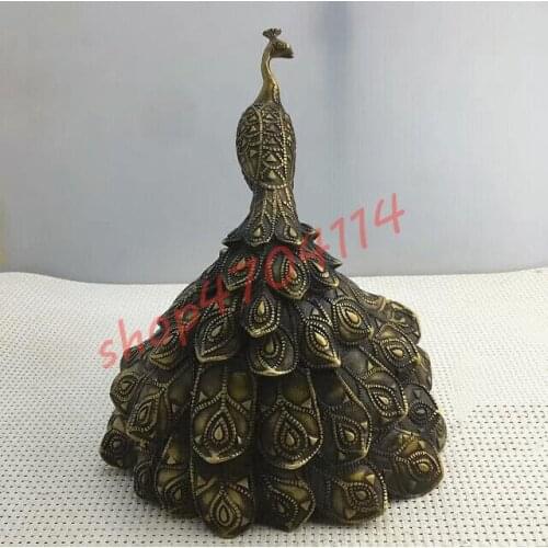 Pure copper, peacock open-screen incense stove ornaments, exquisite crafts, collections, decorations