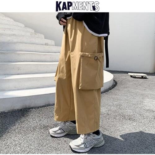 KAPMENTS Men Vintage Harajuku Wide Leg Sweatpants 2021 Mens Streetwear Causal Cargo Pants Male Baggy Korean Fashion Joggers 5XL