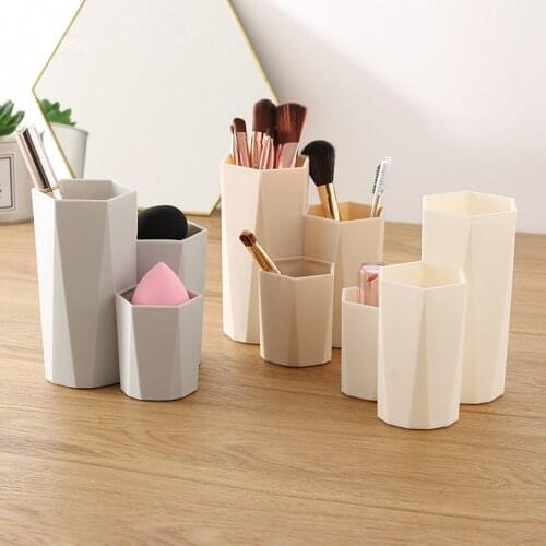 3 Lattices Cosmetic Make-up Brush Storage Box Table Organizer Make Up Tools Pen Storage Makeup Cosmetic Brush Holder Storage Box