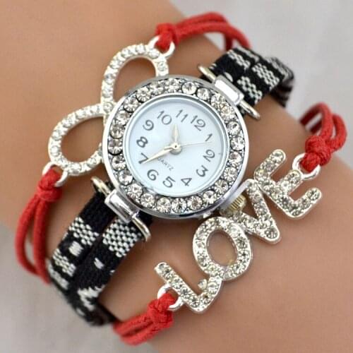Women Watches Rhinestone Infinity Love Female Clock Quartz Watch Ladies Diy Bracelets