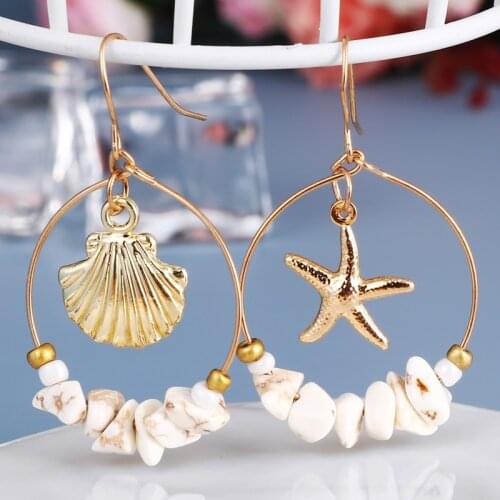 Hesiod Circle Pendientes Mujer Long Earrings Women Girl Jewelry Starfish Earrings Summer Jewelry