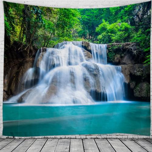 Spectacular Waterfall Scenery Tapestry Hanging Flower Psychedelic Tapestry Wall Hanging Decor Halloween Deco