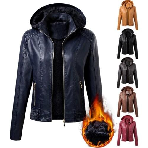 ZHUISHU Womens Winter Leather Jackets
