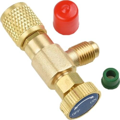 1Pc R22 R410 Air Conditioning Refrigerant Liquid Safety Valve 1/4" 5/16" Safety Adapter Charging Hose Repair And Fluoride