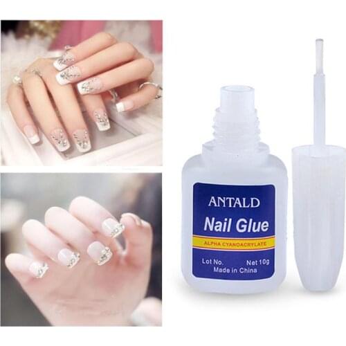 10g Fast Drying Nail Glue with Brush for False Nails Glitter Rhinestones 3D Decoration Makeup Cosmetic Tools
