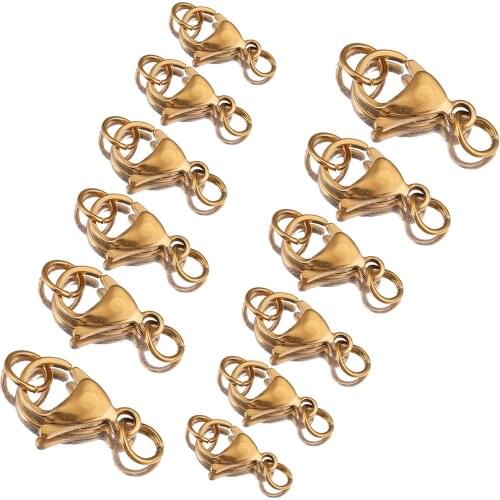 20Pcs Stainless Steel Gold with Jump Ring Lobster Clasps for Bracelet Necklace Chain Diy Jewelry Making Supplies Wholesale Items