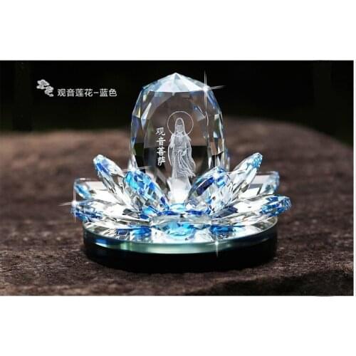 2020 HOME OFFICE Company SHOP CAR TOP Efficacious bless Avalokitesvara Guanyin Buddha crystal Lotus flower FENG SHUI talisman