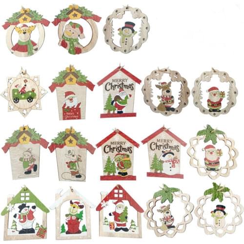 Christmas Ornament 3pcs Santa Snowman Car Wooden Pendant Christmas Tree Decoration Navidad Home Decor New Year 2022 Xmas Gifts