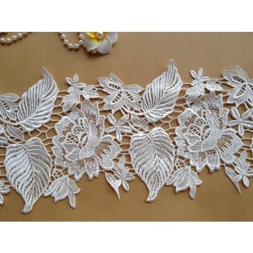 3 Yards Exquisite White Lace Rose Embroidered Lace Trim Wedding Fabric 6.69 Inches Wide
