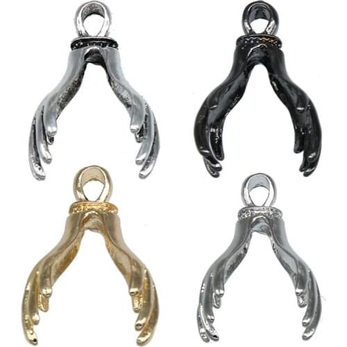 6pcs DIY with inlaid round natural stone beads palm pendant hands combined ball female handmade necklace jewelry