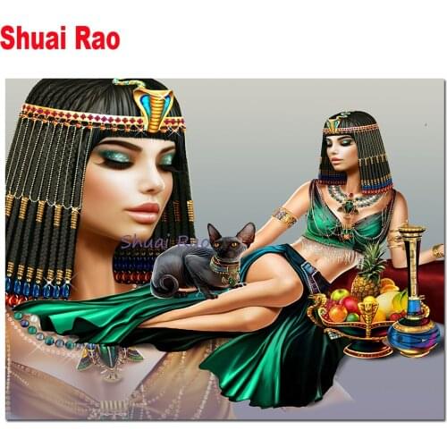 Diamond embroidery Cleopatra diamond mosaic Egypt queen diamond painting full square round stitch cross rhinestone wall stickers