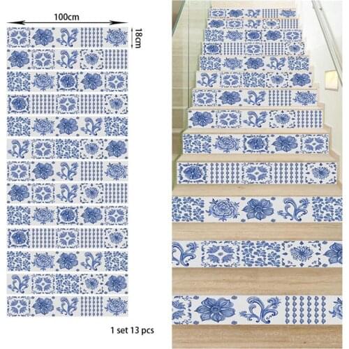 Floral Grain Stair Decoration Vinyl Floor Stairway Decorative Wallpaper Living Room Staircase Riser Decal DIY stickers escalier