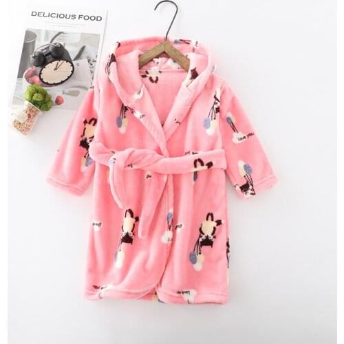 Childrens Wear 2021 New Childrens Full Print Flannel Bathrobe Thickened Nightgown Baby Girl Clothes Baby Clothes