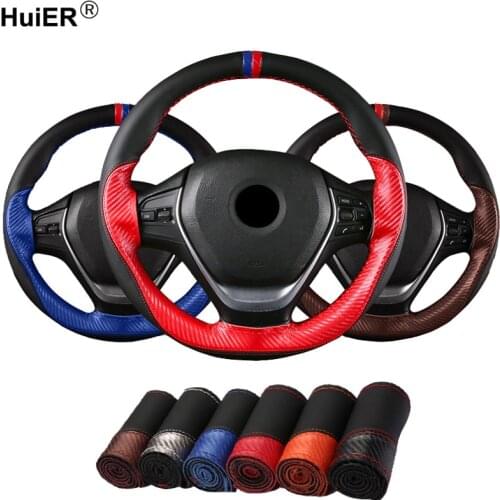 DIY Car Steering Wheel Cover Funda Volante Braid on the Steering-wheel Volant 38cm Artificial Leather Stuurhoes Car Accessories