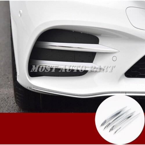 For Benz C Class W205 S205 ABS Front Bumper Grille Fog Light Trim Cover 2020 4pcs Car accesories interior Car decoration