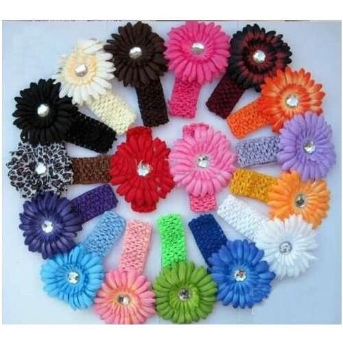 - hjfg 500pcs 4" Gerbera Childrens Hair Accessories baby Girls Flower Clip + 1.5" Hair Headband