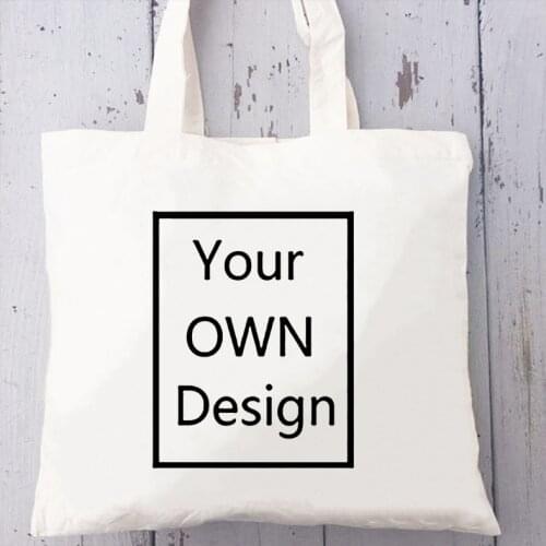 Custom Tote Bag Shopping Add Your Text Print Original Design White Zipper Unisex Fashion Travel Canvas Bags Shopper Shoulder Bag