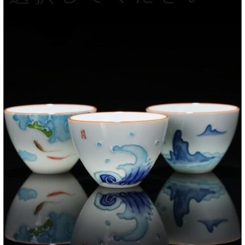 Ceramic Tea Cup Fish Small Tea Bowl High Quality Porcelain Pu'er Tea Cup