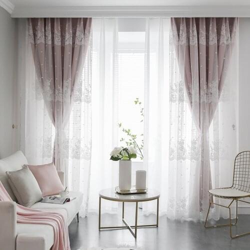 Korean Lace Sheer Curtains for Living Room Solid Blackout Curtains Girls Bedroom Drapes Princess Backdrop Curtain Window Decor