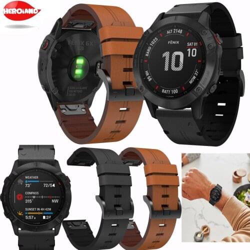 Leather Watchband Strap for Garmin Fenix 5X/5XPlus/3/3HR/6X Band Smart Watch 26mm fashion sports Wristband Bracelet for Fenix 6X