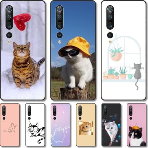 Beautiful cat Phone Case For Xiaomi MI 11 10 9 5g Lite Ultra Pro Note S Black Shell Cover