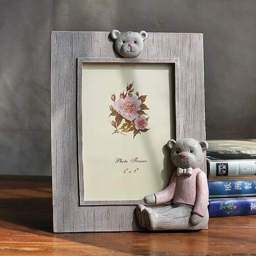 Creative Cute Bear Decor Resin Photo Frames For Children Baby Home Decor Desktop Picture Frame Quality 1pcs Frames Photo Frame