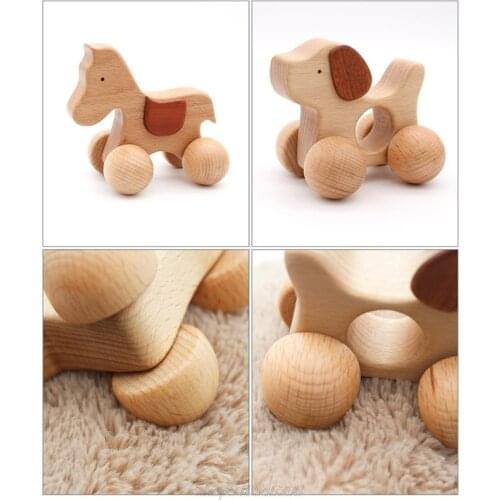 Organic Grasping Wooden Car, Handmade Crafts Child Block Toys, Montessori Baby Teething Toy Car