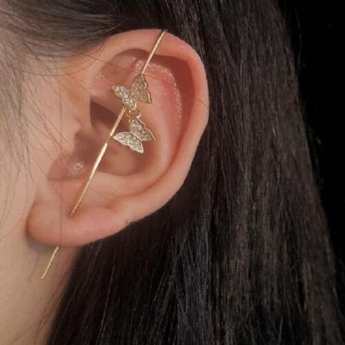 Fashion Bohemian Crystal Butterfly Stud Earrings for Women Wedding Party Ear Jewelry Pearl Piercing Cuff Climber Earrings Gifts