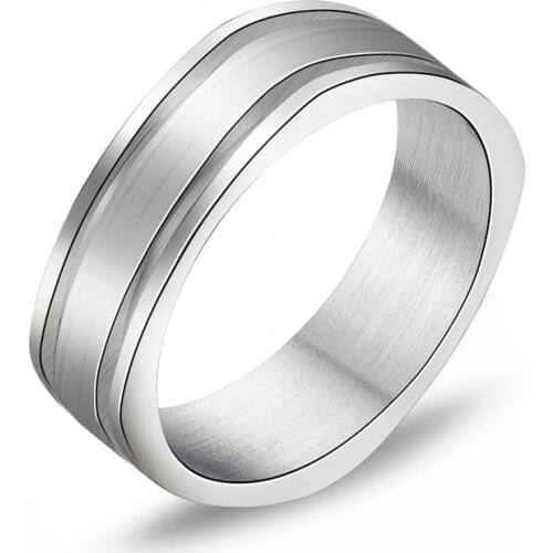 MOREDEAR Le.Baiser 6mm 316 Titanium Stainless Steel Square Ring Engagement Wedding Charm Rings Men Women