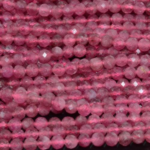 Natural Good Quality Pink Tourmaline Faceted Round Beads 3.9mm