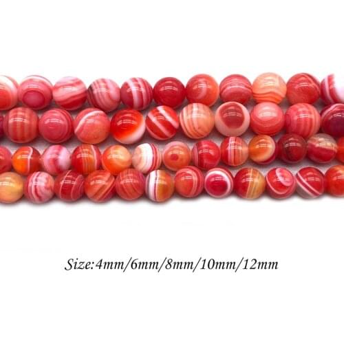 Natural Stone Deep Red Veins Loose Beads Round Carnelian DIY Beaded for Women Jewelry Making Bracelets Necklaces J123